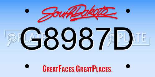G8987D South Dakota License Plate