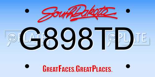 G898TD South Dakota License Plate