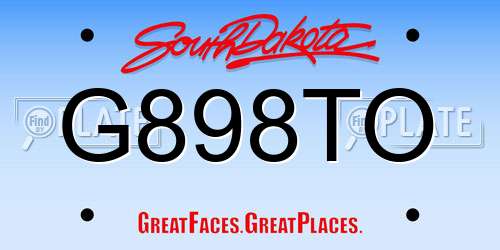 G898TO South Dakota License Plate