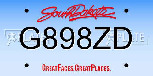 G898ZD South Dakota License Plate