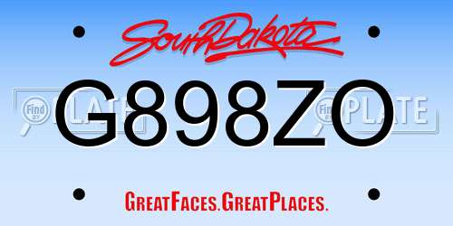 G898ZO South Dakota License Plate