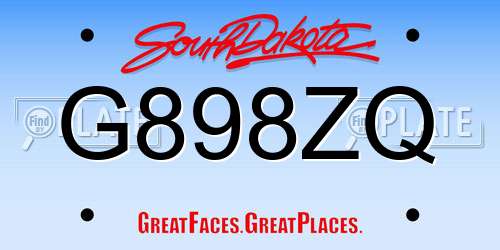 G898ZQ South Dakota License Plate