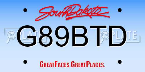 G89BTD South Dakota License Plate