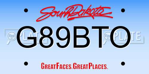 G89BTO South Dakota License Plate