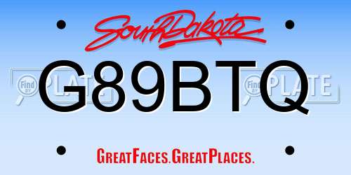 G89BTQ South Dakota License Plate