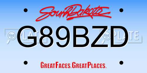 G89BZD South Dakota License Plate