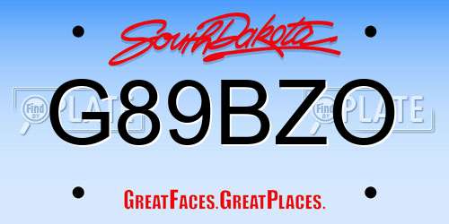 G89BZO South Dakota License Plate