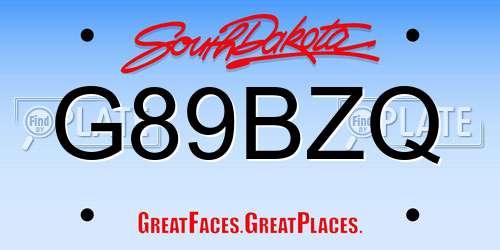 G89BZQ South Dakota License Plate