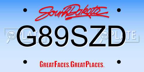 G89SZD South Dakota License Plate