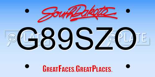 G89SZO South Dakota License Plate