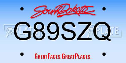G89SZQ South Dakota License Plate