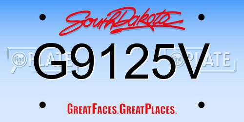 G9125V South Dakota License Plate