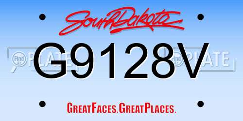 G9128V South Dakota License Plate