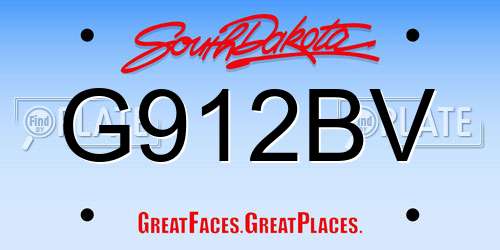 G912BV South Dakota License Plate