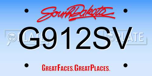 G912SV South Dakota License Plate