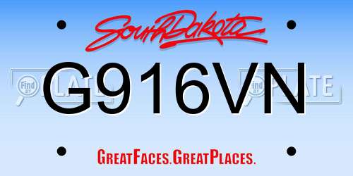 G916VN South Dakota License Plate