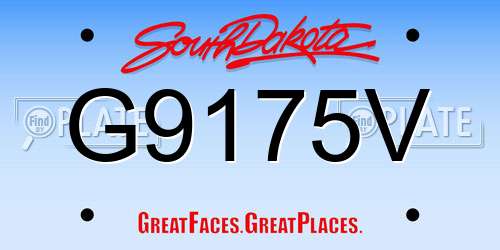 G9175V South Dakota License Plate