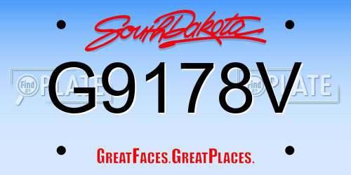 G9178V South Dakota License Plate