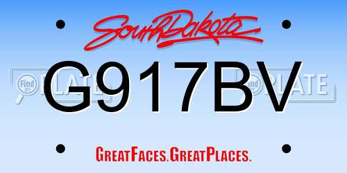 G917BV South Dakota License Plate