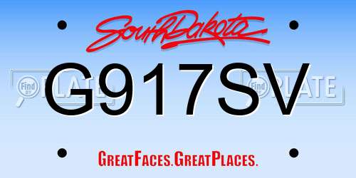 G917SV South Dakota License Plate