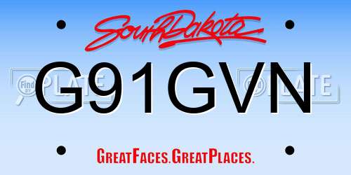 G91GVN South Dakota License Plate