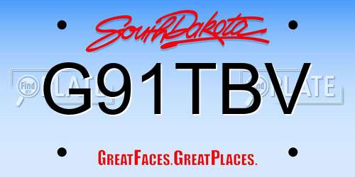 G91TBV South Dakota License Plate