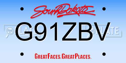 G91ZBV South Dakota License Plate