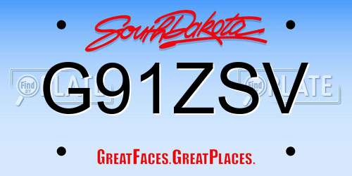 G91ZSV South Dakota License Plate