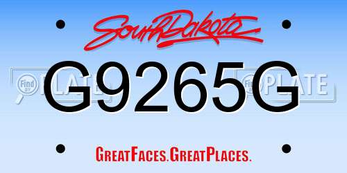 G9265G South Dakota License Plate
