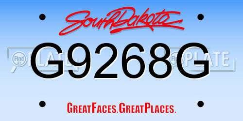 G9268G South Dakota License Plate