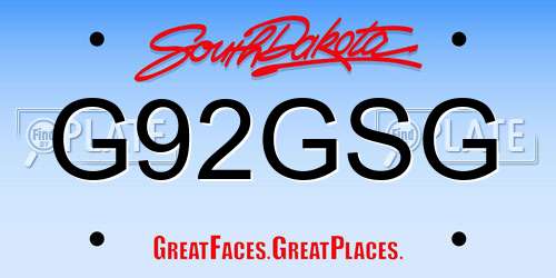 G92GSG South Dakota License Plate