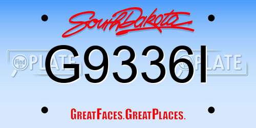 G9336I South Dakota License Plate