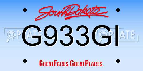 G933GI South Dakota License Plate