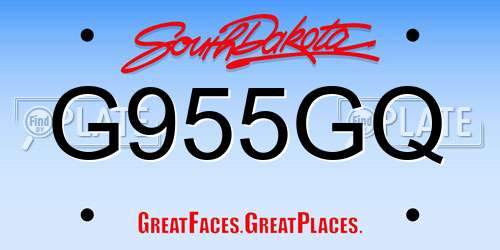 G955GQ South Dakota License Plate