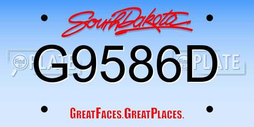 G9586D South Dakota License Plate