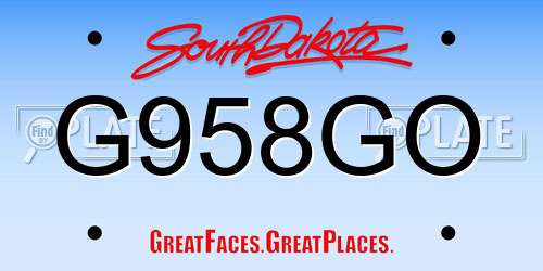 G958GO South Dakota License Plate