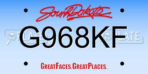 G968KF South Dakota License Plate