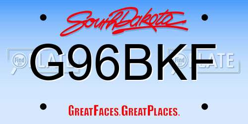 G96BKF South Dakota License Plate
