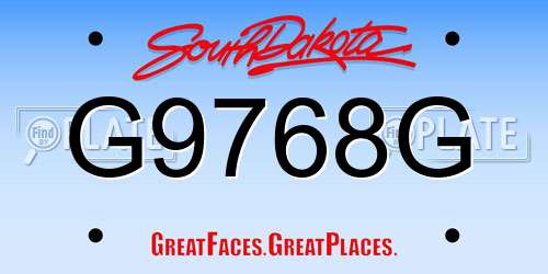 G9768G South Dakota License Plate