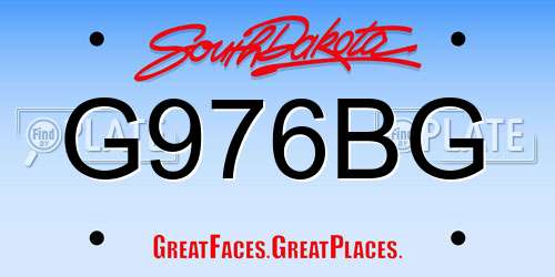 G976BG South Dakota License Plate