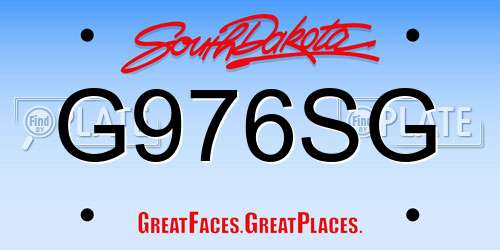 G976SG South Dakota License Plate