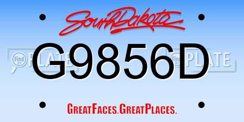 G9856D South Dakota License Plate