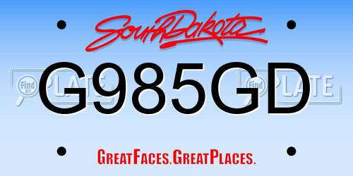 G985GD South Dakota License Plate