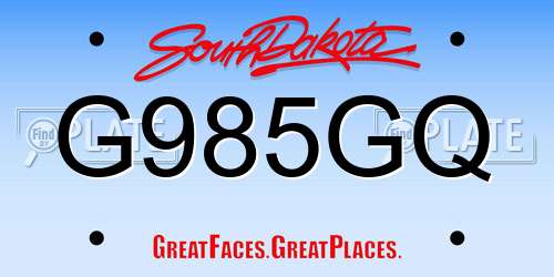 G985GQ South Dakota License Plate