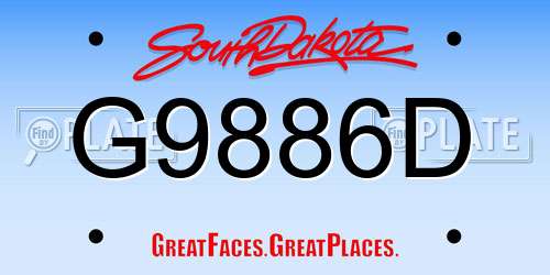 G9886D South Dakota License Plate