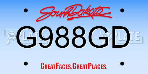 G988GD South Dakota License Plate