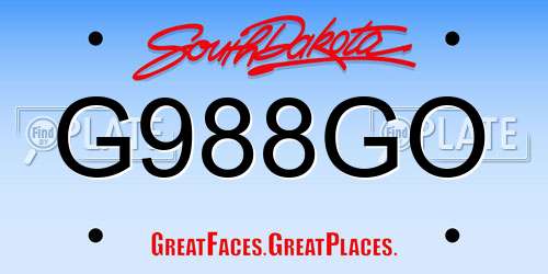G988GO South Dakota License Plate