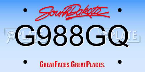 G988GQ South Dakota License Plate