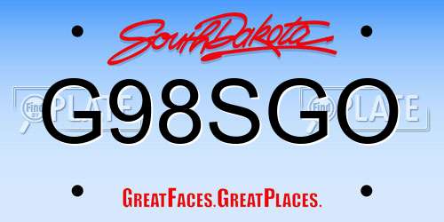G98SGO South Dakota License Plate