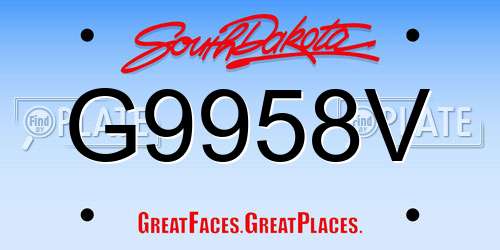G9958V South Dakota License Plate
